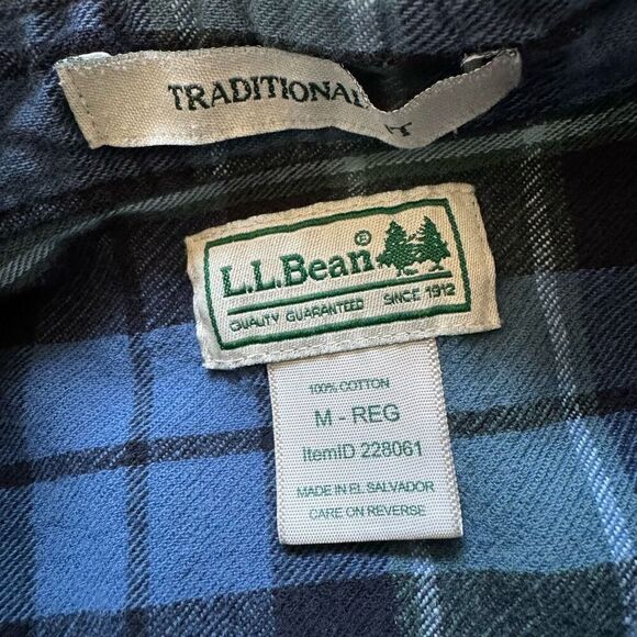 L.L.Bean Button Up Long Sleeve Flannel Mens Size Medium Traditional Fit - Picture 7 of 11